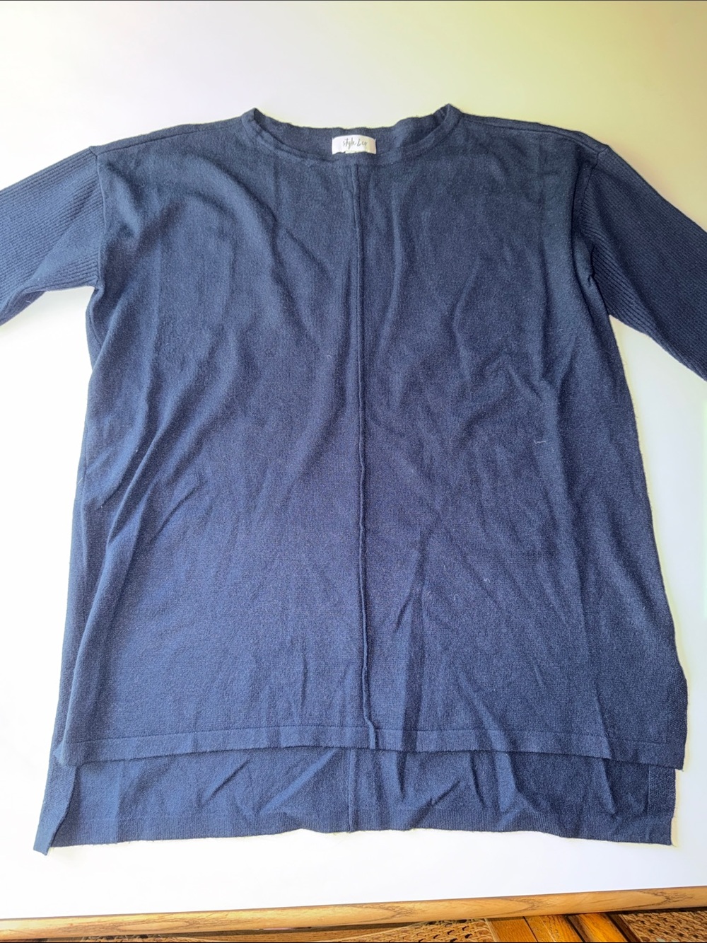 Style & Co. Seam Front Boat Neck Tunic Sweater in Industrial Blue